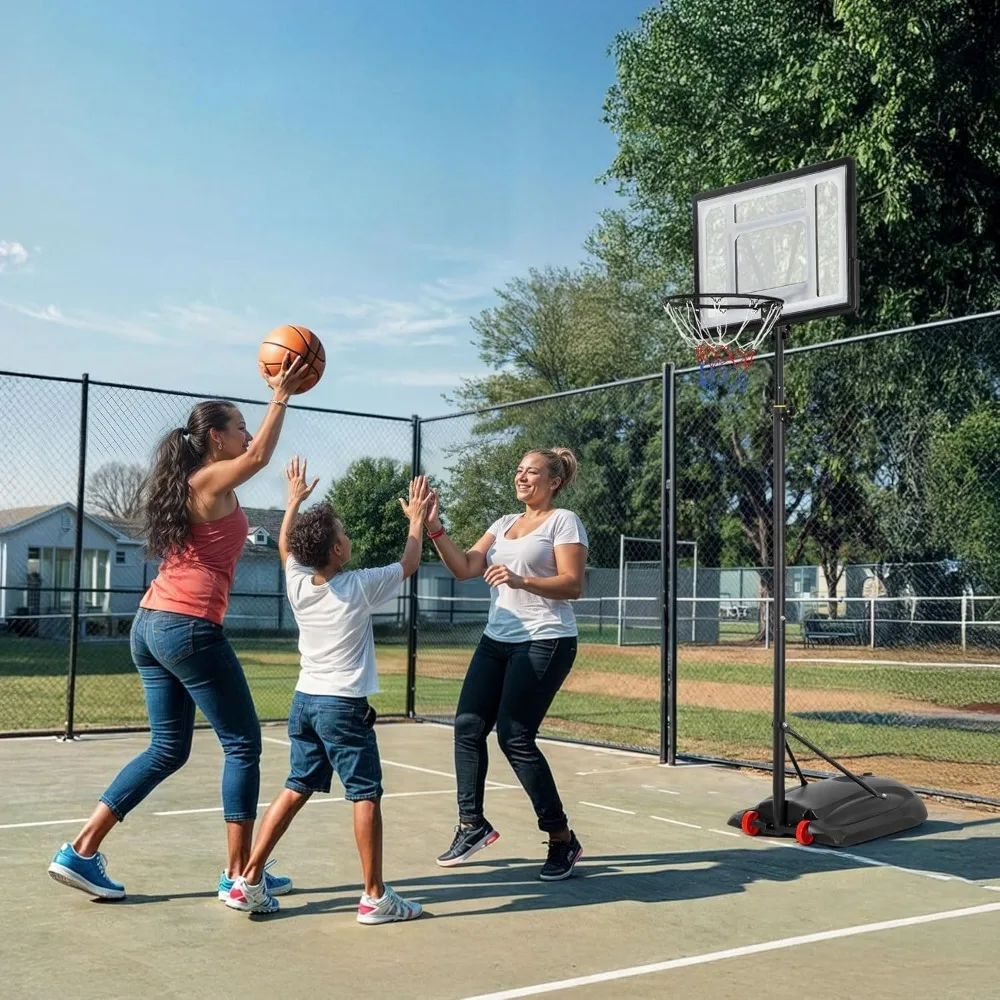 Cesta de basquete portátil ajustável para crianças e adultos, altura de 9,2 pés, adequada para jogos de entrada e quintal, aro de 32 polegadas