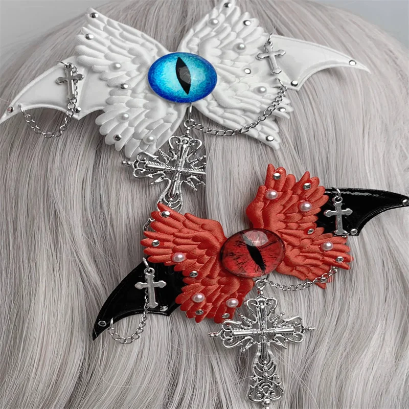 

Новинка, головной убор в стиле Харадзюку в стиле стимпанк ручной работы, заколка в виде ангельских темных глаз, подкульптура, пряные заколки для волос в стиле «лолита» Y2K в готическом стиле