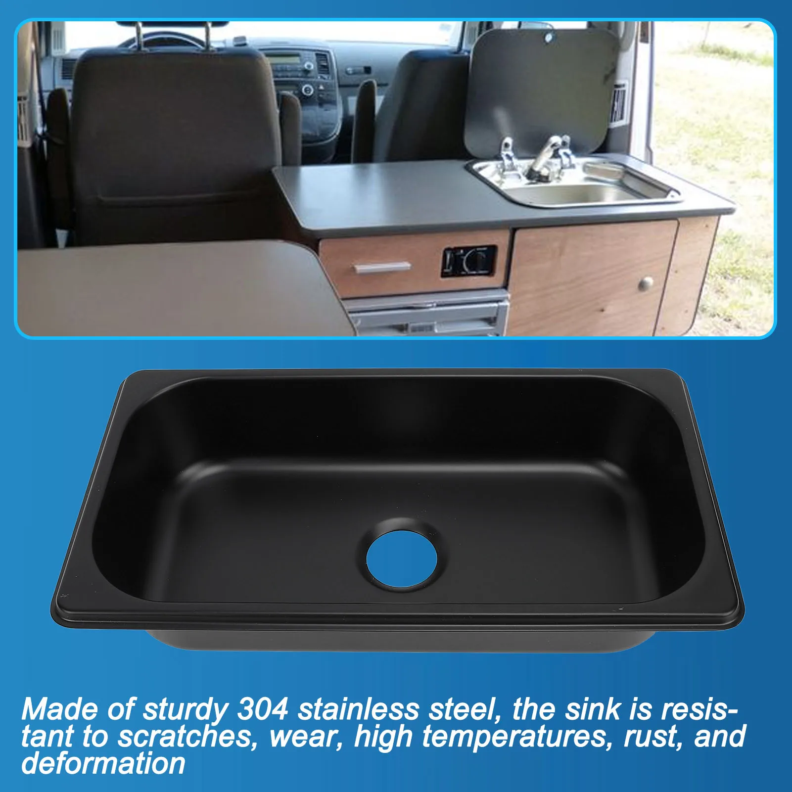 Boat Sink Inlaid Scratch Proof RV Sink Easy To Clean Heat Resistant Versatile Rustproof Large Internal Capacity for