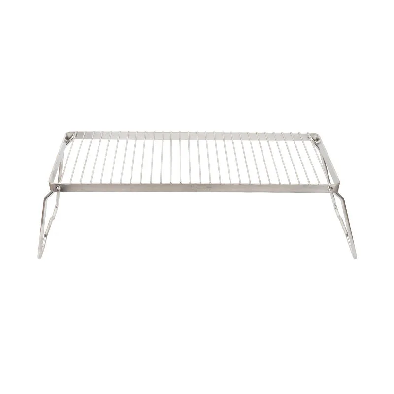 Portátil dobrável Campfire Grill Rack aço inoxidável churrasco ao ar livre Camping piquenique fogão a gás queimador de madeira Stand com saco de