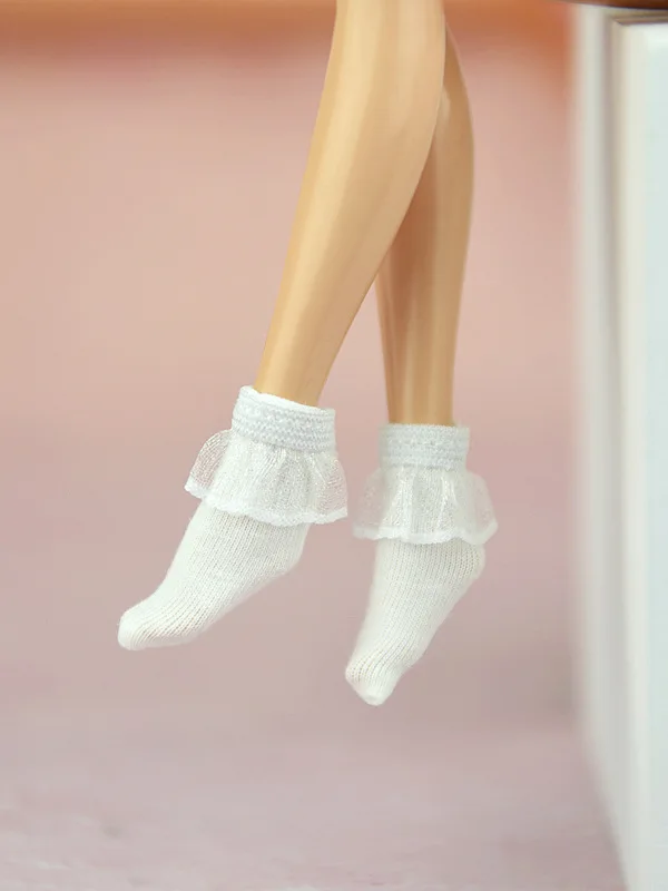 Chaussettes courtes en dentelle pour poupée Barbie 1/6, accessoires faits à la main, jouets cadeaux pour bébés filles, 1 paire