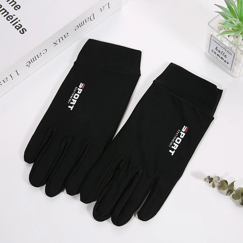 Ice Silk Full Finger Cycling Gloves for Men and Women Outdoor Sports Fitness Driving Fishing High-elastic Comfortable Sunscreen