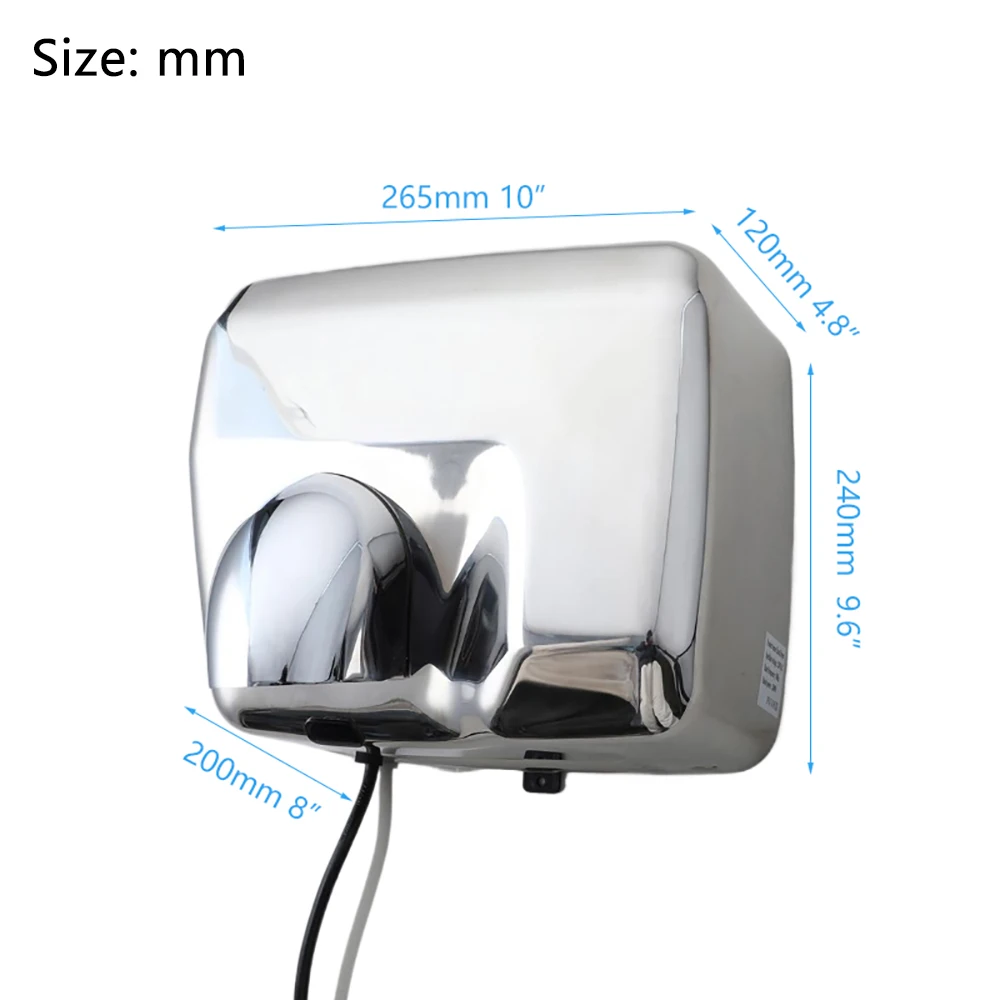 Torayvino Automatic Hand Dryer Stainless Steel Sensor Household Hair Drying Device Bathroom Hot Air Electric Heater Wind