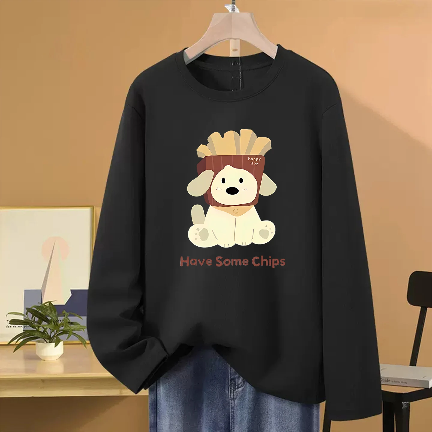 Pure Cotton Long Sleeve T-Shirt Women's Loose Slimming American Retro Hong Kong Style Chic Base Shirt Autumn New Style