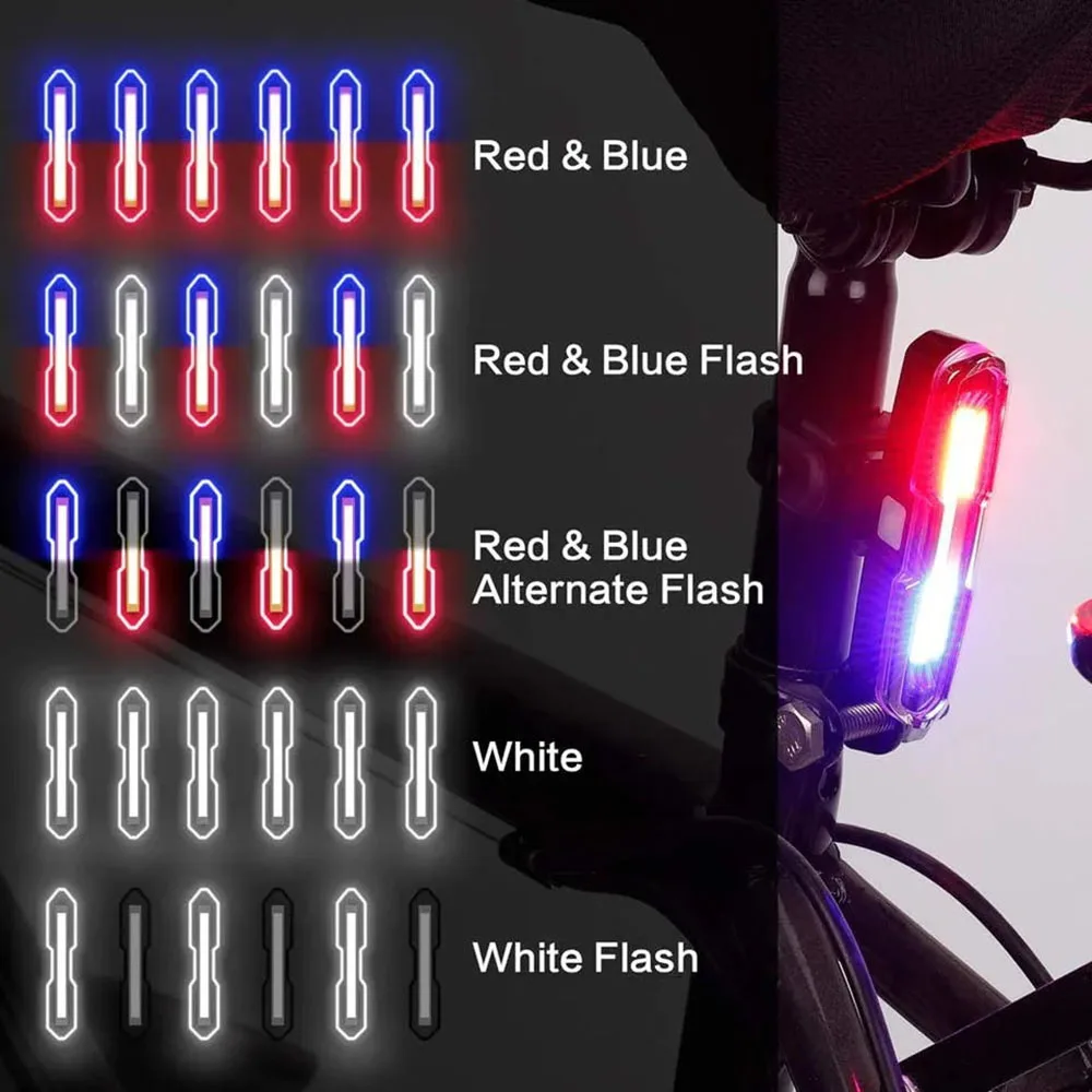 3 Color Bicycle Rear Light USB Rechargeable Cycling Tail Lamp Waterproof MTB Bike Warning Taillights