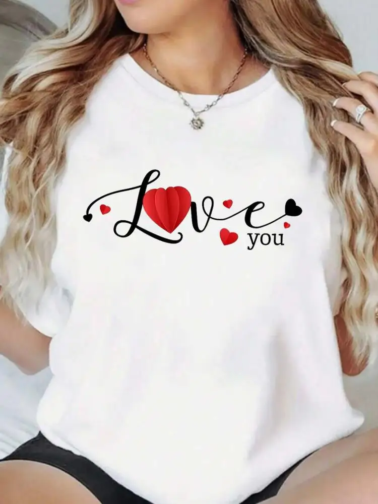 

love heart style 90s cute Casual T Print Clothes Tees Clothing Fashion Popular O-neck Women Graphic Short Sleeve T-shirts