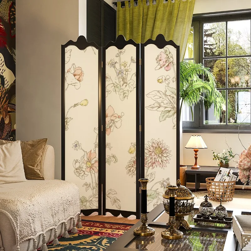 Modern European Flower Screen Partition Living Room Simple Entrance Hotel Bedroom Office Aisle Mobile Folding Folding Screen