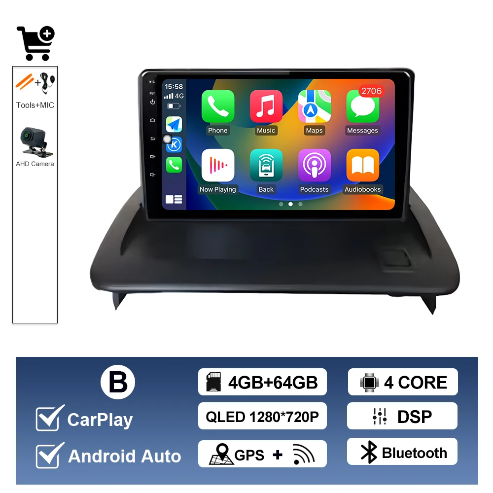 Draadloze CarPlay Voor Volvo C30 S40 V50 C70 2004-2012 Autoradio Multimedia Display Touchscreen Android auto Head Unit navigatie - afbeelding 1