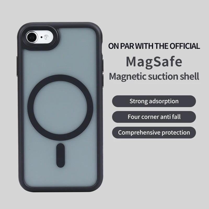 

Magnetic Luxury Matte Translucent Armor Shockproof Case For iPhone 7 8 SE2 SE3 7Plus 8Plus For Magsafe Wireless Charge Cover