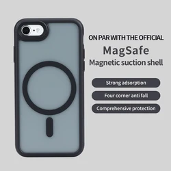 Magnetic Luxury Matte Translucent Armor Shockproof Case For iPhone 7 8 SE2 SE3 7Plus 8Plus For Magsafe Wireless Charge Cover