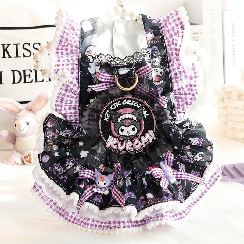 

Sanrio Kawaii Kuromi Pet Dog Cat Clothes Cartoon Summer Camisole Thin Section Teddy Bear Anti Hair Loss Small Dog Clothes Gift