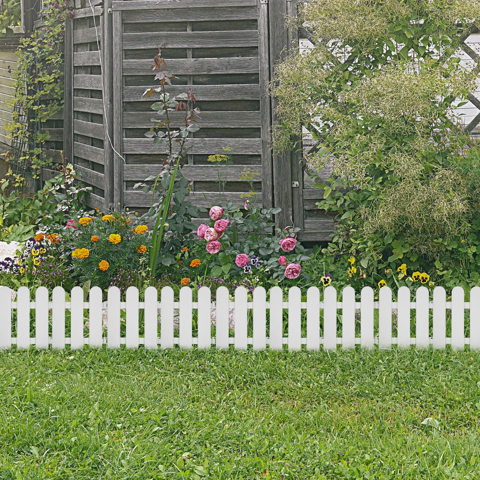 

10Pcs Plastic Fence Unique Design Clean Color Decor Fence for Mall Hotel Garden Yard Outdoor Indoor Area Definition