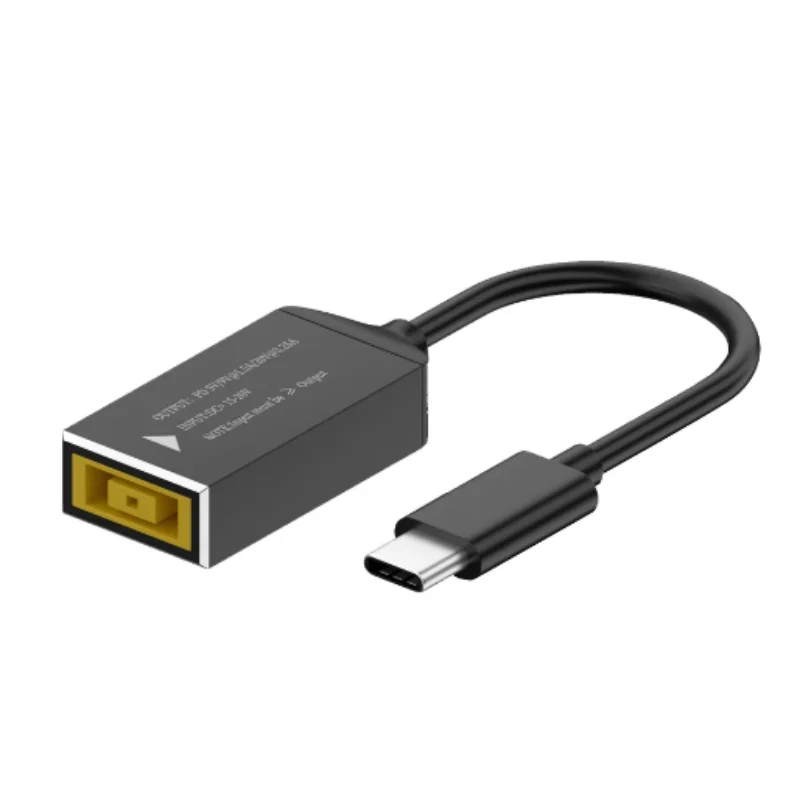 100 واط تيار مستمر مربع التوصيل لينوفو شاحن الكمبيوتر المحمول إلى USB C PD محول الطاقة محول نوع C كابل شحن سريع الحبل لماك بوك