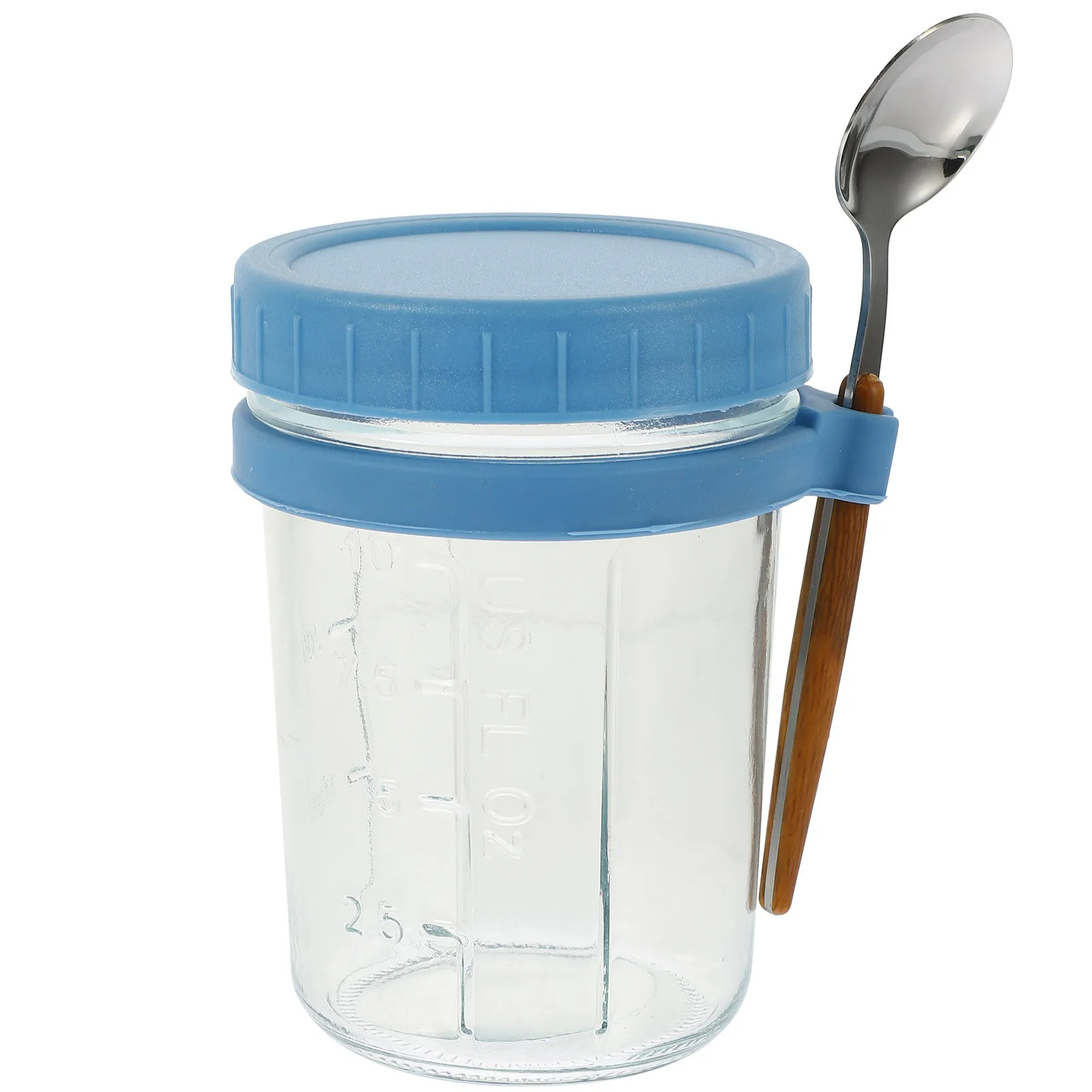 

1Set Oatmeal Cup Glass Lidded Airtight Overnight Yogurt Container Spoon Portable Kitchen Storage Jar Food Serving Bowl