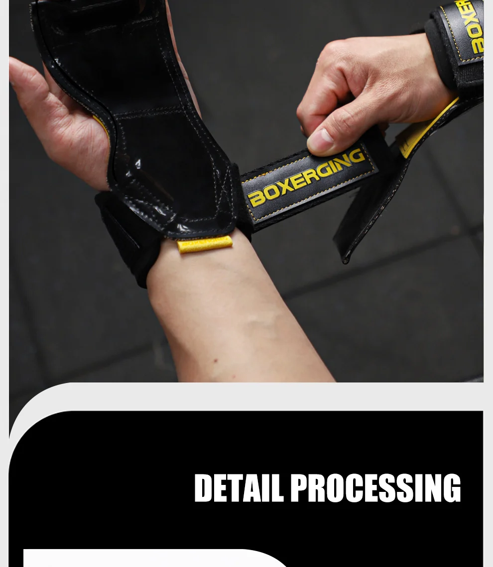 Bankdrücken, Gewichtheben, Handgelenkhaken, Riemen, Gummi-Kreuzheben-Handschuhe und Griffpolster für Fitness, Fitnessstudio, Training, Hantel-Pull-Ups – Detail 5