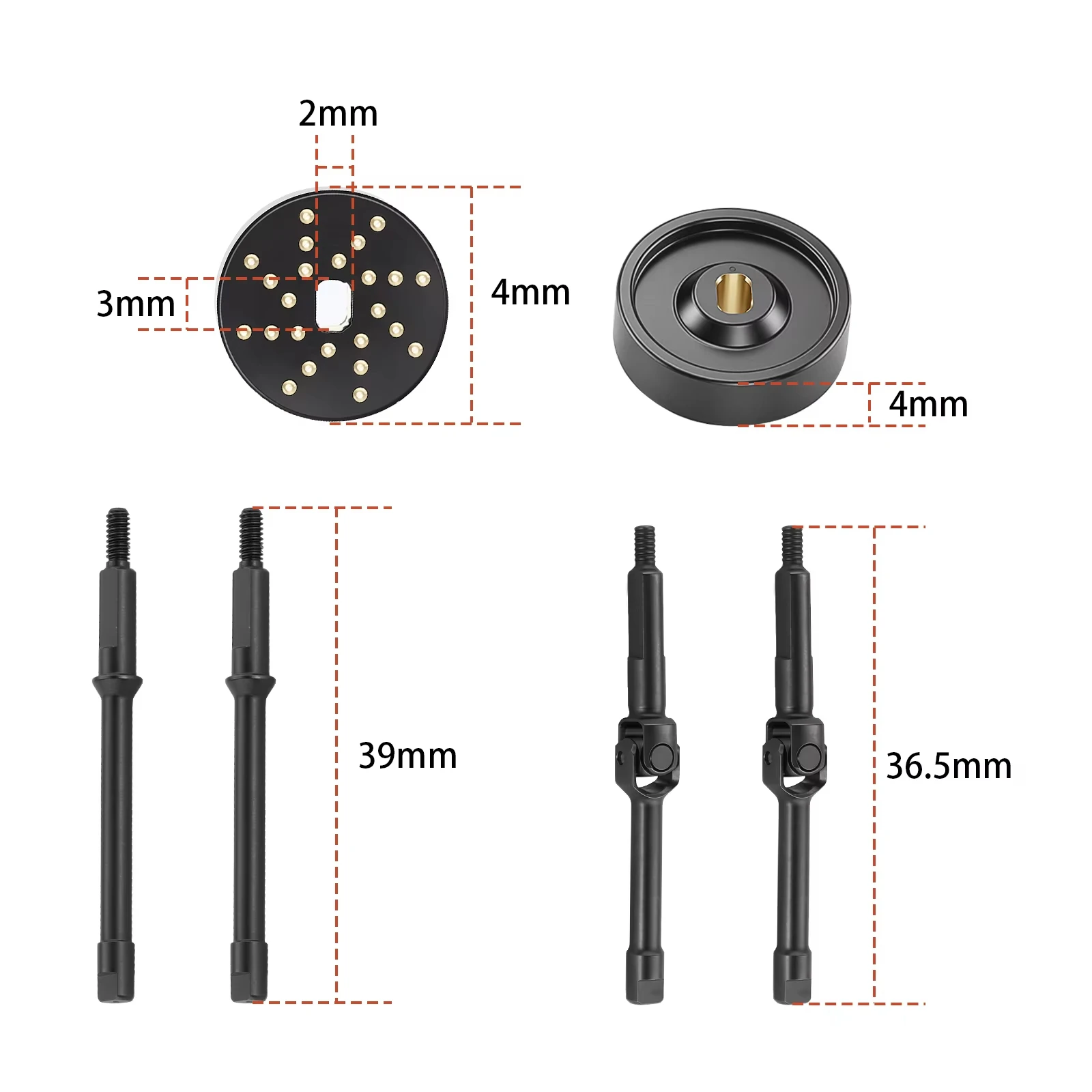 1set Steel Front & Rear CVD Axle Shaft with +4mm Brass Weight for Axial 1/30 SCX30 RC Crawler Car Upgrade Accessories Parts