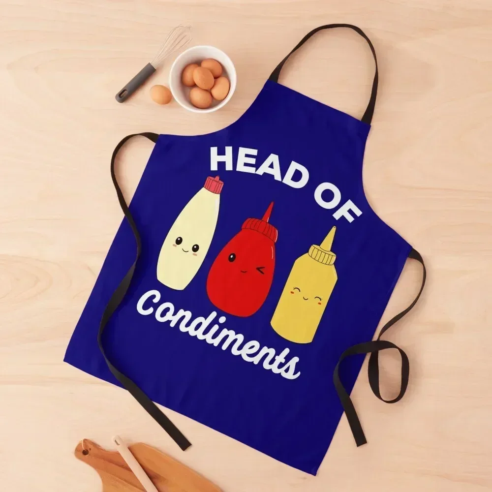 

Trio of Condiments Head of Condiments Mayo, Ketchup, Mustard Apron painting Waterproof Kitchen Woman Art Apron