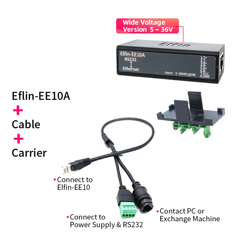 Mini convertidor Serial Ethernet IoT Gateway TCP/IP Modbus RTU, servidor de serie de transmisión transparente, amplio voltaje EE10A, RS232