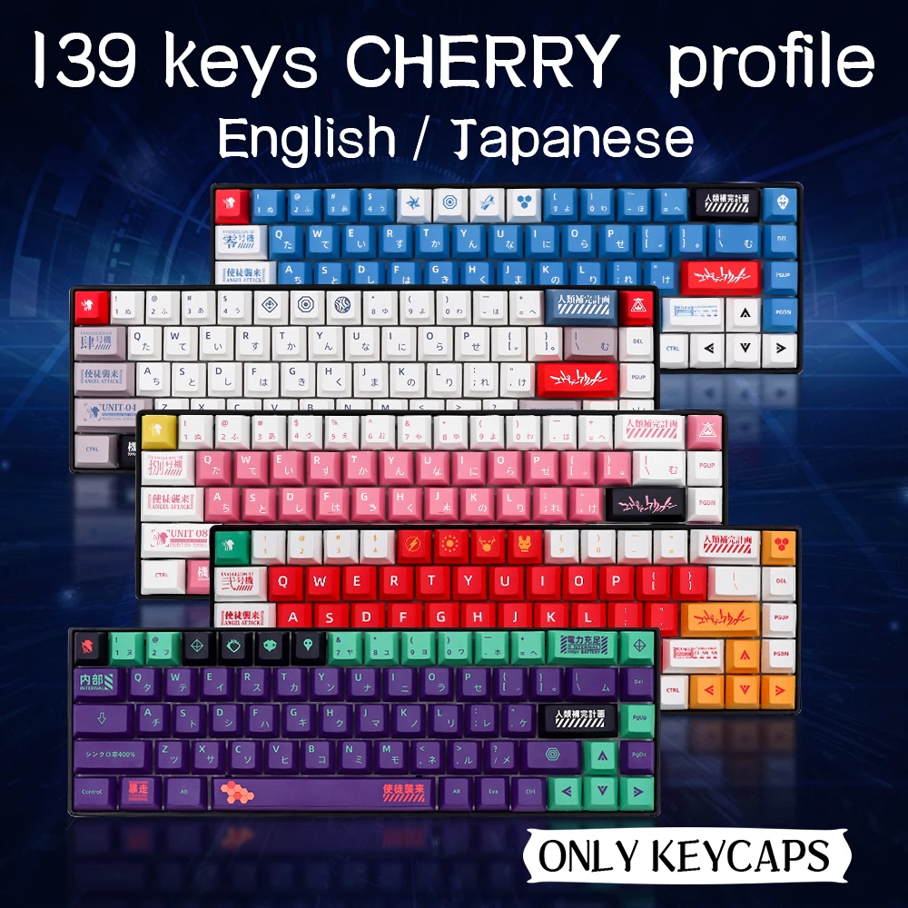 

139 keys English Japanese Korean/Russian Cartoon Keycaps Cherry Profile PBT Keycap For GMK Cherry MX Switch Mechanical Keyboard