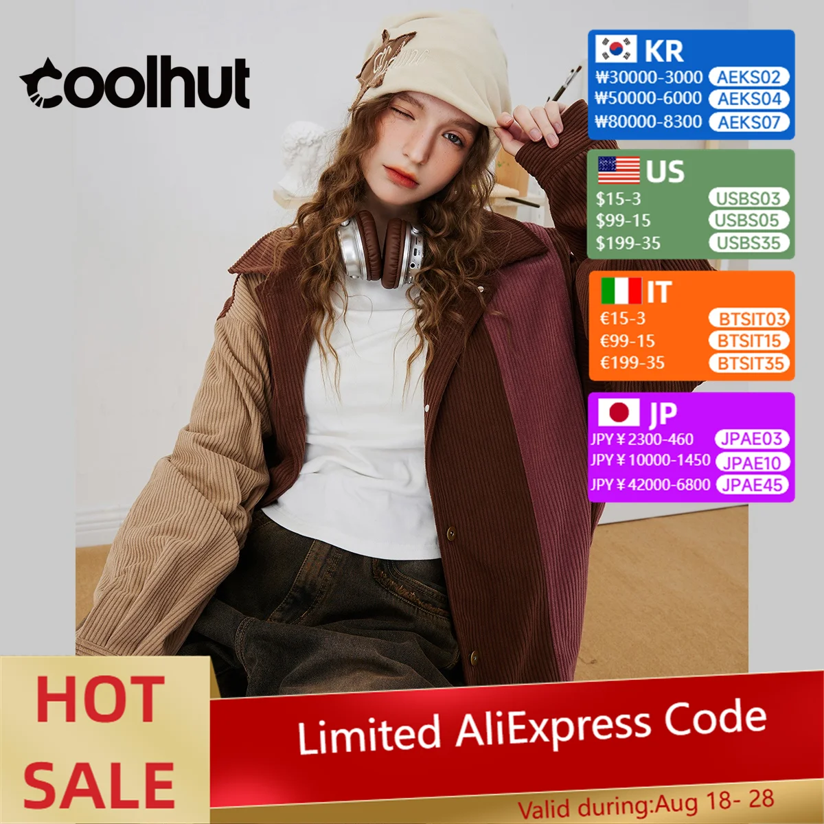 

COOLHUT 2024, осенняя женская вельветовая бейсбольная куртка, винтажное полосатое пальто с цветными блоками и зубчатыми лацканами, верхняя одежда в стиле ретро в стиле пэчворк