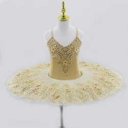 Customization champagne Color Professional Tutu Child Swan Lake Costumes Kids Pancake Tutu Ballerina Dress Ballet Tutu For Girls