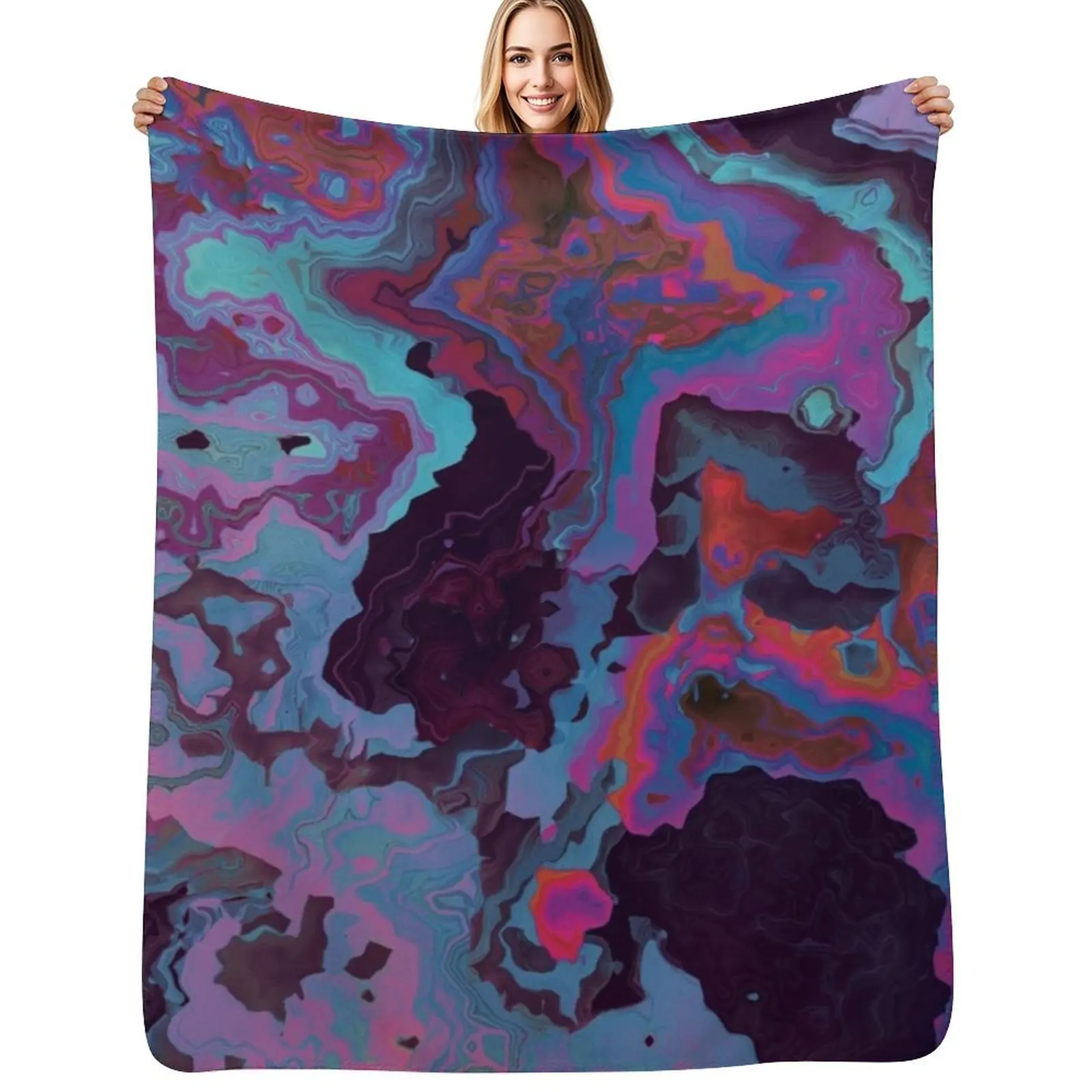 

Groovy Liquid Art Throw Blanket Bed Fashionable Soft Quilt blankets and throws Blankets