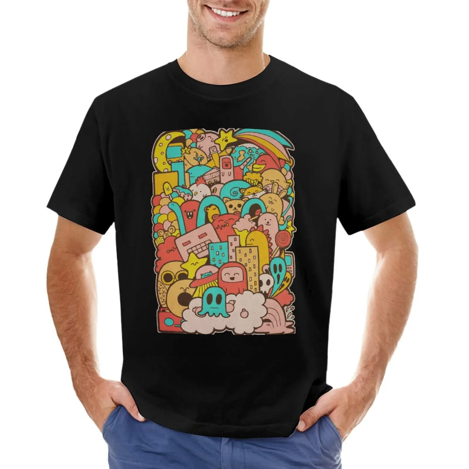 Doodleicious - Kawaii Doodle T-Shirt cotton graphic tees summer clothes quick-drying T-shirts for men cotton