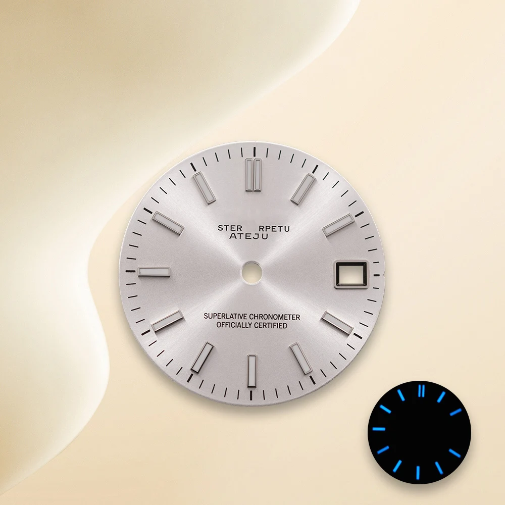 28.5mm gelo azul luminoso logotipo s sun patten nh35 dial sub mod adequado para movimento nh35/nh36 acessórios de modificação de relógio