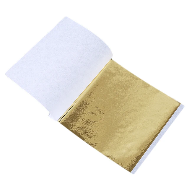 100PCS 24K Gold Leaf New Facial Cover Arts Crafts Paper Home Real Gold Foil Gilding Wrapping Paper Envelope Decor