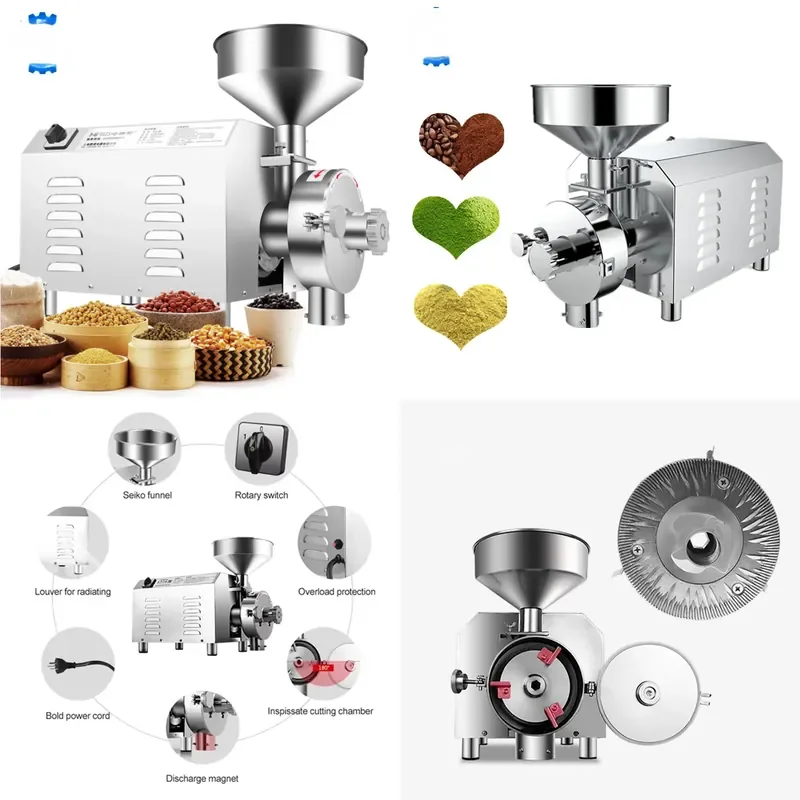 Industrial Grain Processing Equipment Dry Corn Rice Wheat Flour Grinder Multifunctional 20-40kg/h Output