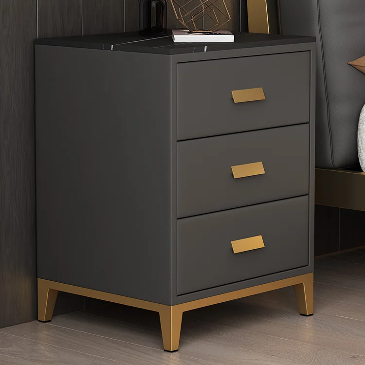 Stainless Steel bed side table Plating Hardware chest of drawers Modern space saving furniture