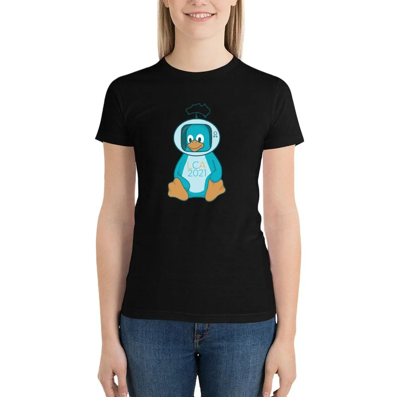 linux.conf.au Online 2021 T-Shirt tops Short sleeve tee hippie clothes cute tops rock and roll t shirts for Women