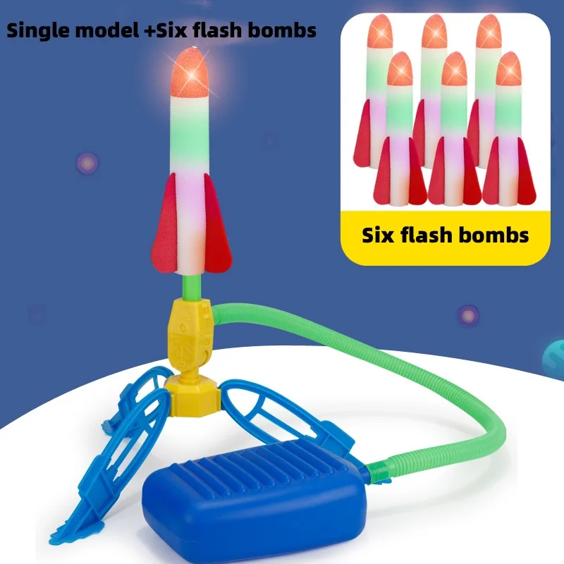 Children's Foot-stepping Small Rocket Toys Outdoor Luminous Ejection Flying Flash Launch Rocket Children's Interactive Toys Gift