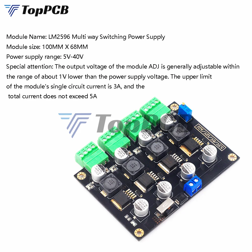 Imagem -02 - Multi Channel Switching Power Supply Module Saída de Tensão Ajustável Lm2596 3.3v 5v 12v Adj