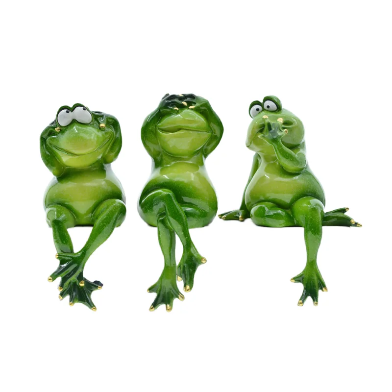 

3 Pieces " Don't Talk,Don't Listen,Don't Look" Frog Figurine Miniature For Home Room and Garden Decoration