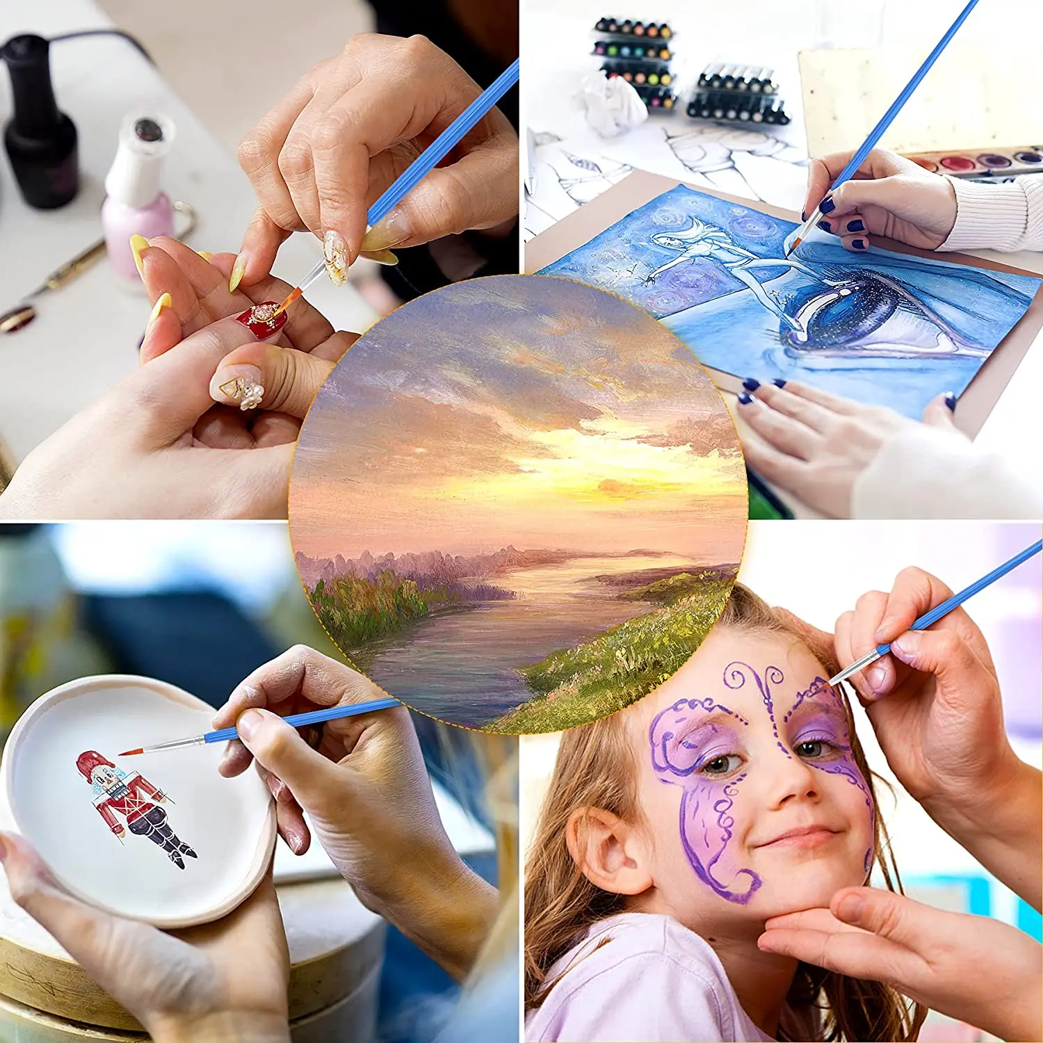 50 шт., плоские кисти для рисования