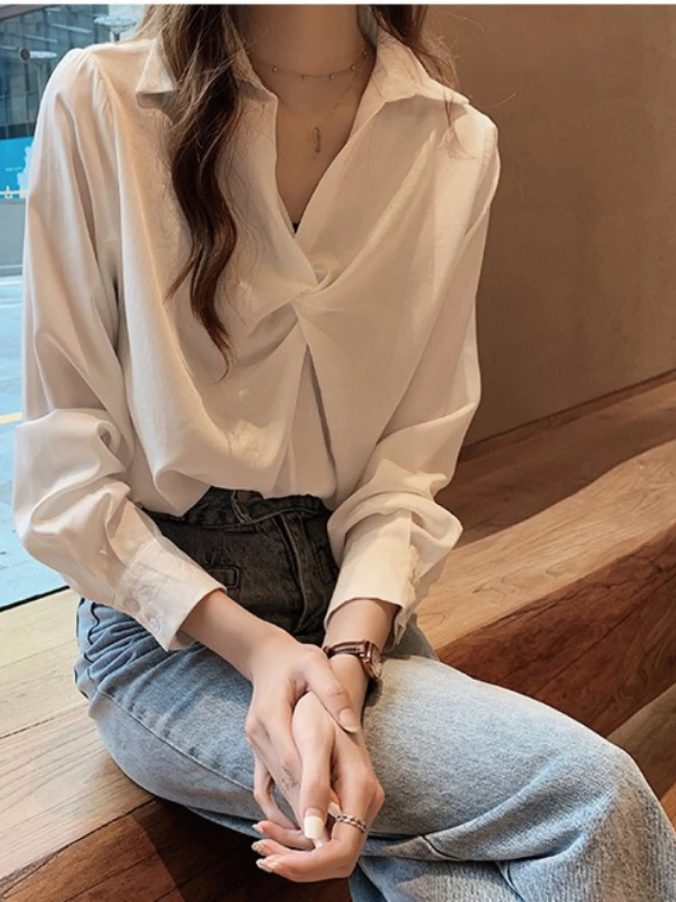 Lente Herfst Lange Mouw Blouse Vrouwen Pullover Shirts Mode Dames Effen Casual Blouses Losse Chiffon Blouses