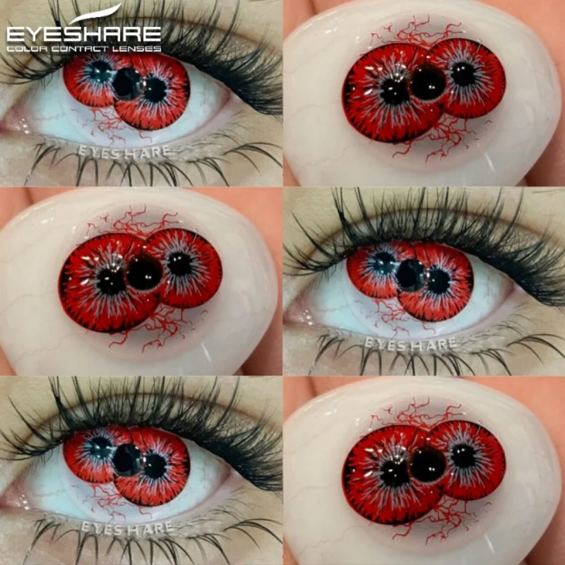 EYESHARE 1 Paar farbige Cosplay-Kontaktlinsen für Augen, Halloween-Linsen, rote Rollenspiel-Linsen, Anime-Schwarz-Weiß-Linsen, jährlich
