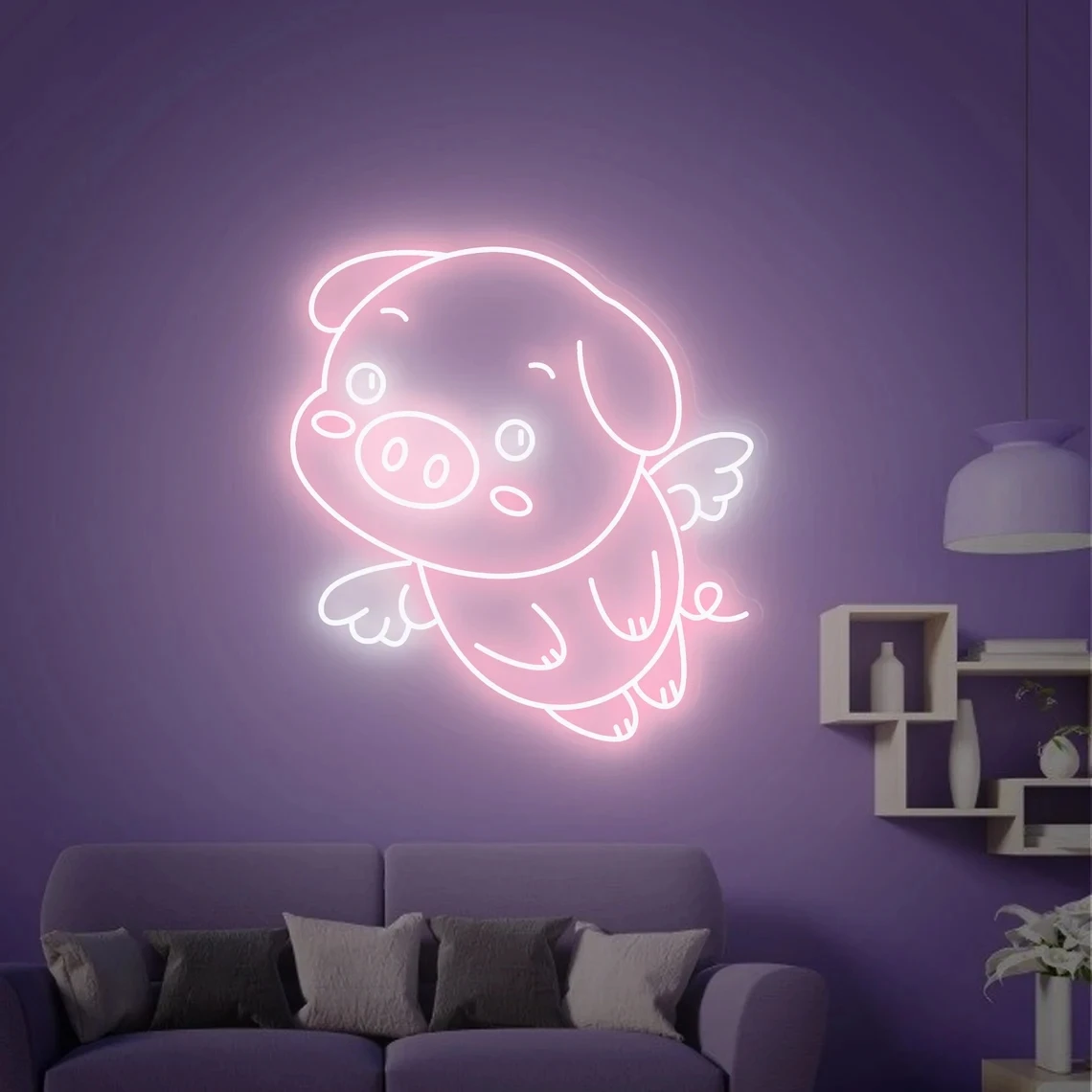 Imagem -06 - Cute Pig Neon Sign Indoor Wall Lights Decoração do Partido Kids Room Decor Presente de Aniversário Personalizado