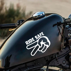 Ride Safe Motorcycle Respect Decals 2 Fingers Down Vinyl Waterproof Removable Stickers For Bikers, Car Window, Helmet Decoration