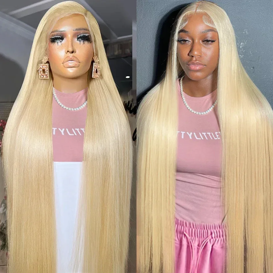 30 36 Inch Blonde Straight 13X4 Transparent Lace Front Wig Remy 613 HD Transparent Frontal Human Hair Wigs For Black Women