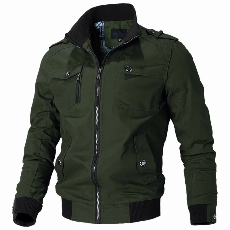 

Men Spring Bomber Jacket Men Casual Windbreaker Jacket Autumn Cargo Coat New Hot Outwear Stand Slim Jacket Men New Fishing Coat
