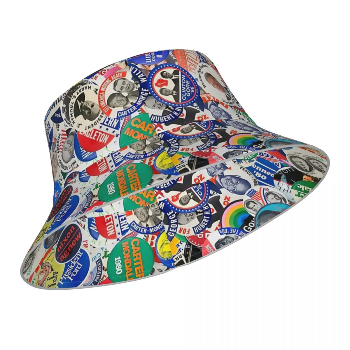 Political Buttons reflective Bucket Hat Men Women Bucket Hat Outdoor Sunscreen Beach Hat Sun Hiking Fishing Cap