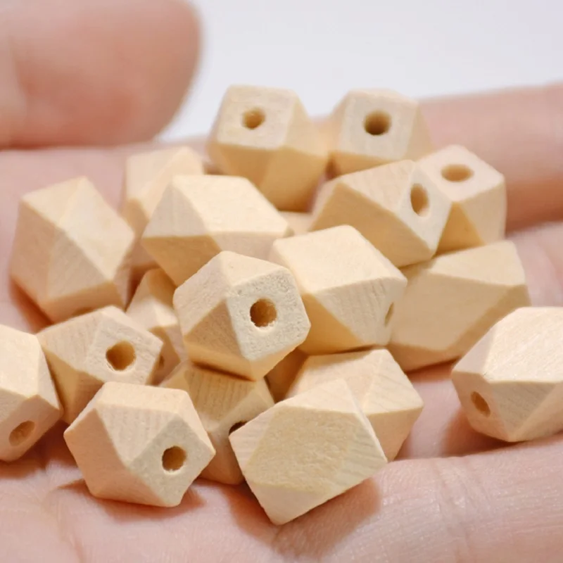 50-100PCS Octagonal Wood Bead with Hole Natural Unfinished Split Polygo10mm 12mm 14mm 16mm 18mm 20mm 25mm 30mm Craft DIY Gifts