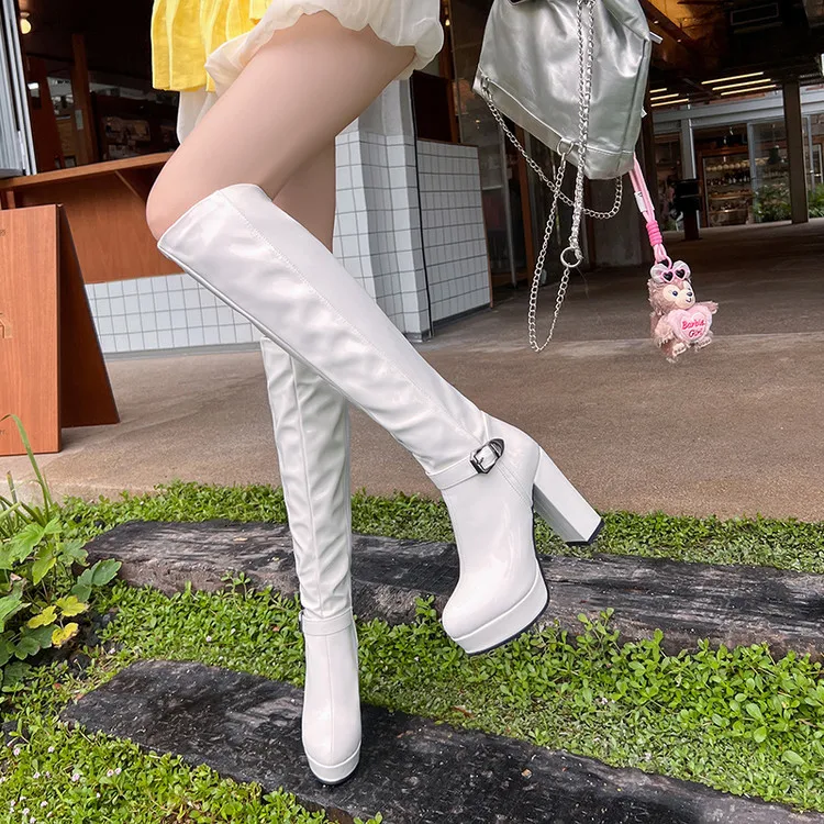 

2026 Winter Patent Leather Platform High Heel Women's Knee High Boots