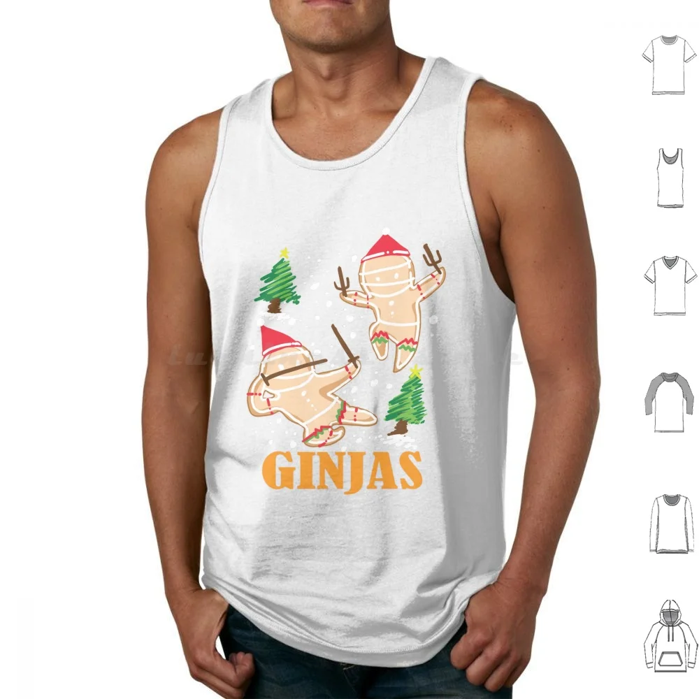 Ginja Gingerbreadman Tank Tops Print Cotton Ginja Gingerbread Man Gingerbread Bread Ginger Santa Claus Christmas Xmas X