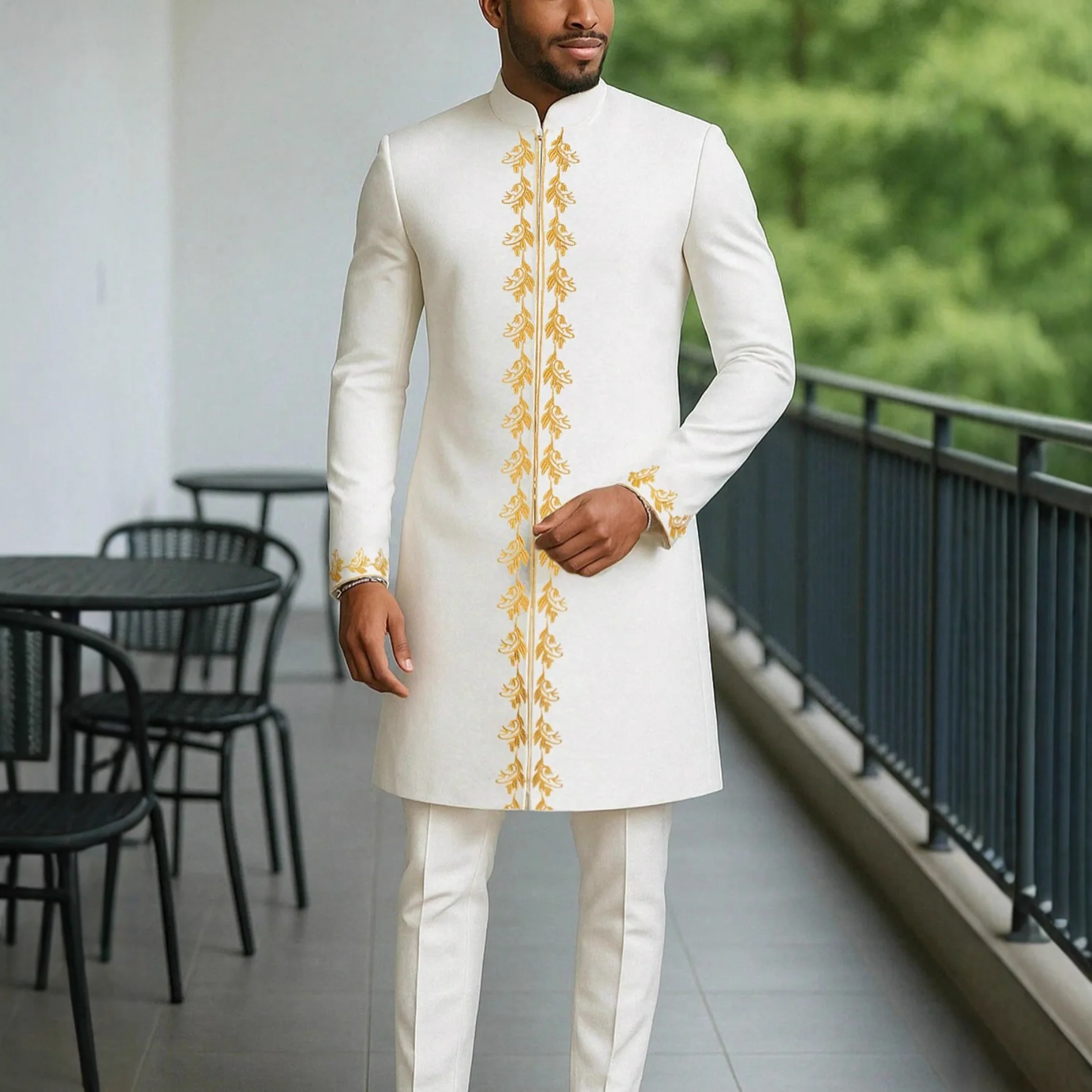 2 Piece Dashiki African Clothes Men Autumn Fashion African Men Long Sleeve Polyester Top Long Pant Matching Sets Africa Clothing