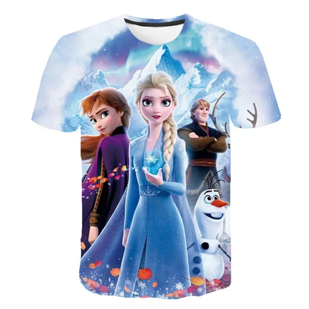 

Lovely Frozen Elsa T-shirt For Kids Girls Clothes Disney T-shirts Children Summer Short Sleeve Baby T Shirts Birthday Gift 2-14T