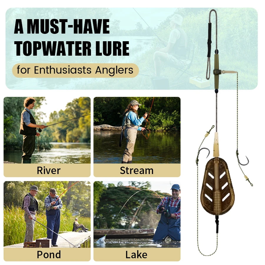 Предварительно завязанная клетка для приманок для ловли карпа YOTO — 20 г/30 г/40 г/50 г трехлинейные крючки с вращающимися ремнями