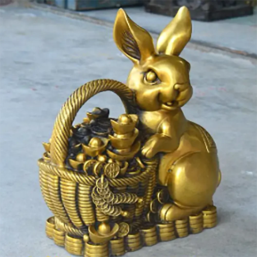 China collectible fine workmanship brass wealth rabbit crafts statue